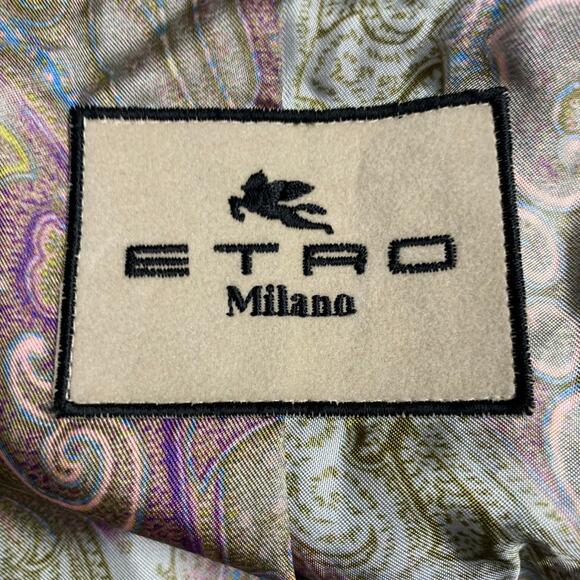 ETRO Size 8 Olive Cotton Blend Ruched Single Breasted Jacket Blazer - Picture 6 of 7